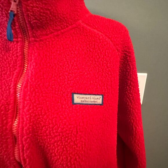 Vineyard Vines Women's Red Sherpa 1/4 Zip Pullover Fleece Jacket - Picture 6 of 6